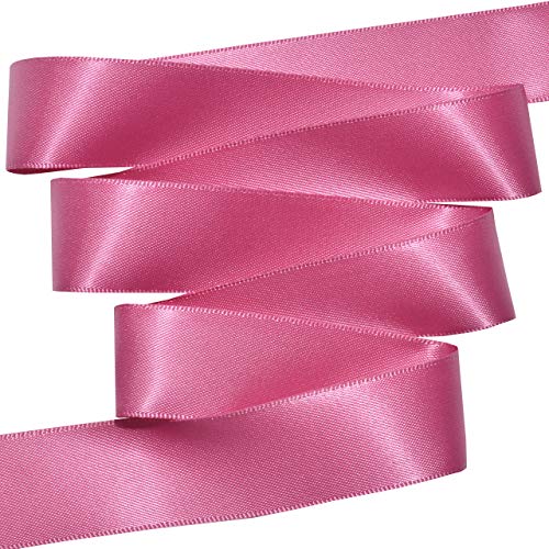 Image of Morex Ribbon 08822 /50-185 Double Face Satin Ribbon, 7 /8 inch x 50 Yd, Raspberry Rose