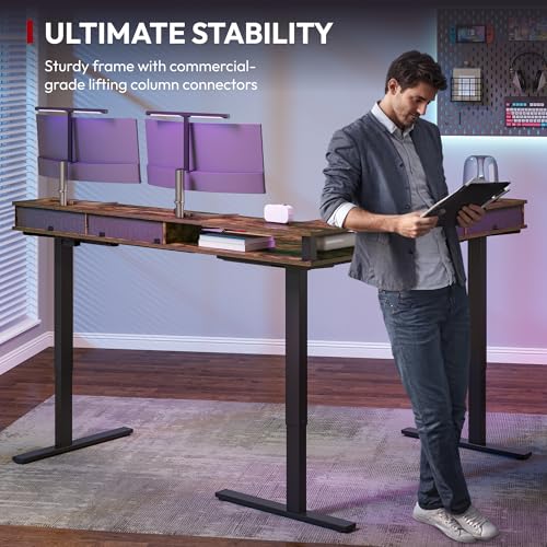 Image of SANODESK 63x55 Electric L-Shaped Corner Standing Desk with 4 Drawers