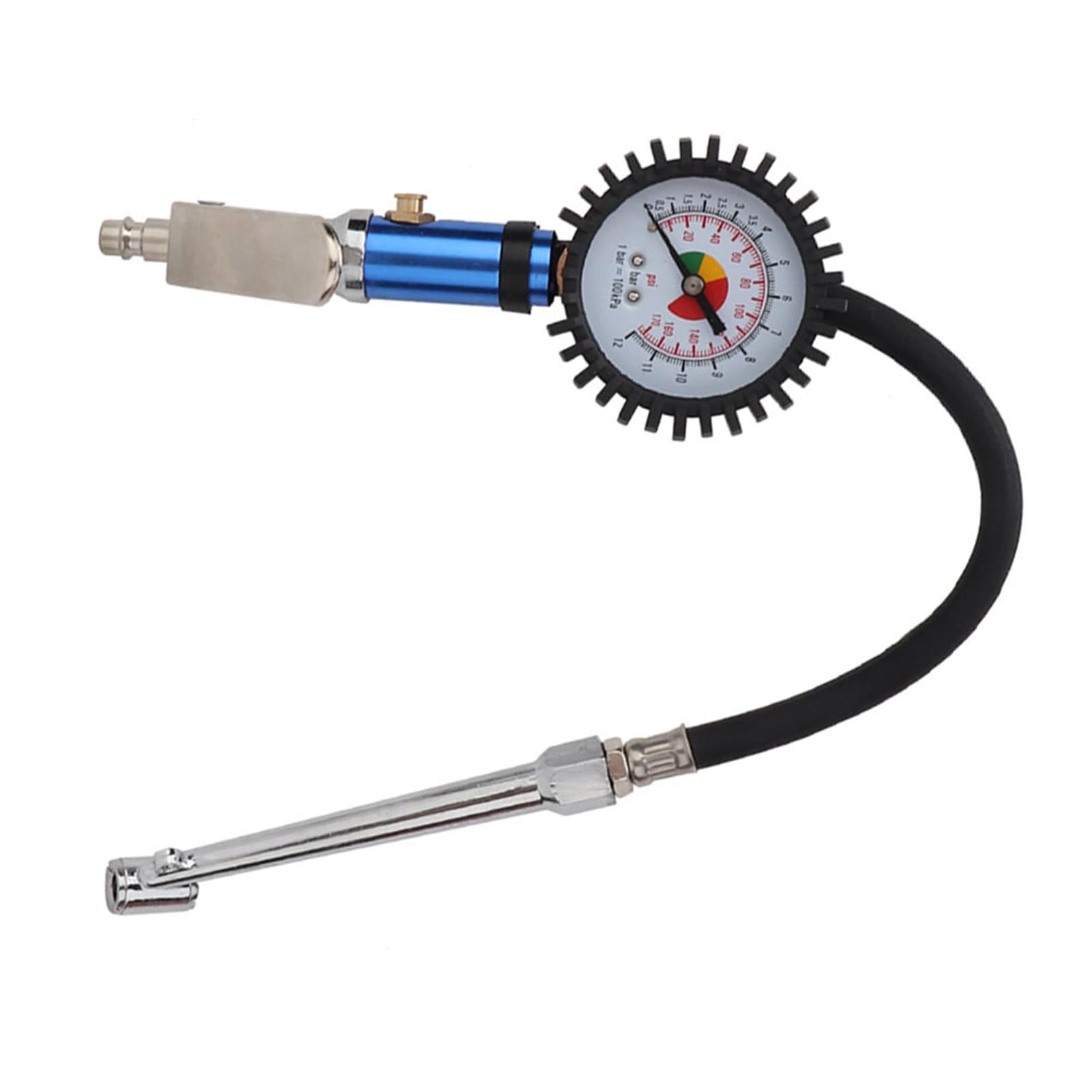 Self, Clamping Tire Pressure with Air Pressure Gauge, Quick Air Connector, for Wide Range of Vehicles, 55mm Dia Dial, No Air Leak