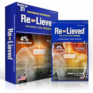 4% Lidocaine Patches Maximum Strength – Aluminum-Free, Water Resistant and USA Made – Superior Sticking Pain Relief Patches Quickly Relieves Back, Joints and Muscle Pain-3×6 Inches(31 Count)