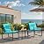Greesum 3 Pieces Rocking Wicker Bistro Set, Patio Outdoor Furniture Conversation Sets with Porch Chairs and Glass Coffee Table, Blue