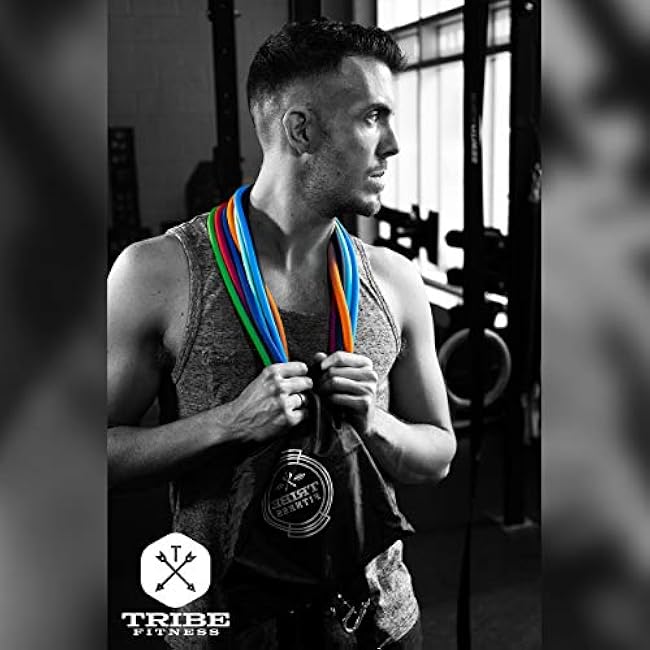 TRIBE Resistance Bands Set with Loop Bands I Bands for Men&Women with Workout Bands, Loop Bands, Handles, Door Anchor, Ankle Strap, Exercise eBook I Resistance Training Fitness EquipMen&Women