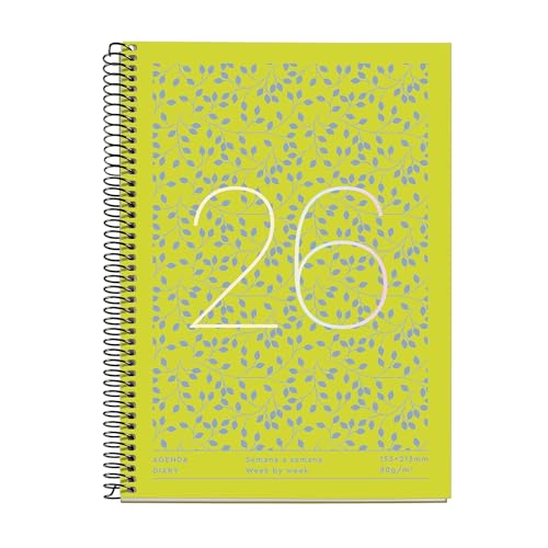 Miquelrius - Agenda 2026 18 Meses, Tamaño A5+, Planificador Semanal: de Julio'25 a Diciembre'26, Semana Vista, Espiral Metálico, Cubierta de Cartón Forrado, Español-Inglés-Portugués