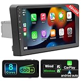 Android Autoradio mit Navi DAB+ 9 Zoll Bildschirm für Audi A3 A4 S3 TT CarPlay Wireless & Android Auto Wireless 8 Core 2+32G, 1 Din Auto Radio Touch Display Bluetooth WiFi 4G AM/FM RDS Rückfahrkamera