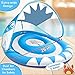 Shark Shape Baby Swimming Pool Float Ring with Removable Sun Canopy Safety Seat, Newest Inflatable Babies Spring Floatie Double Airbag Swim Trainer Newborn Infant Toddler, 6-36 Months