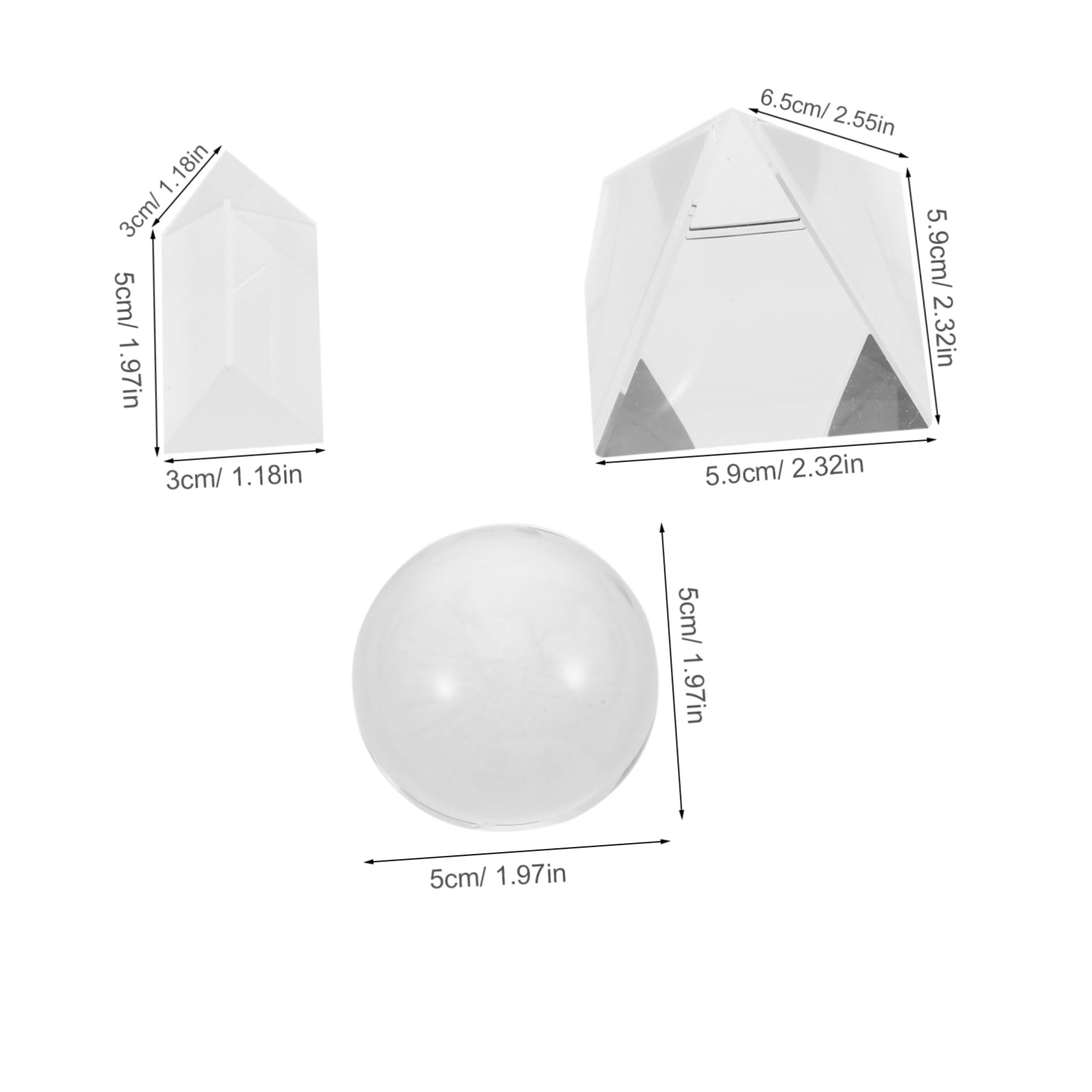 ABOOFAN 3pcs Optical Crystal Triangular Prisms for Photography Science Physics Education Glass Brick Prisms Set