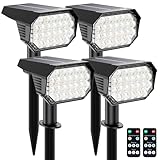 Brightown Solar Lights Outdoor Waterproof IP67, [Cool & Warm Light 2-in-1] Solar Spot Lights Outdoor, 2 Colors 3 Brightness Levels LED Outdoor Solar Lights for Yard Pathway Garden House, 4 Pack