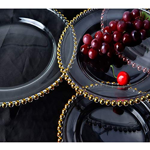 3-Pack platos redondos de vidrio con borde dorado 32cm miniatura 4