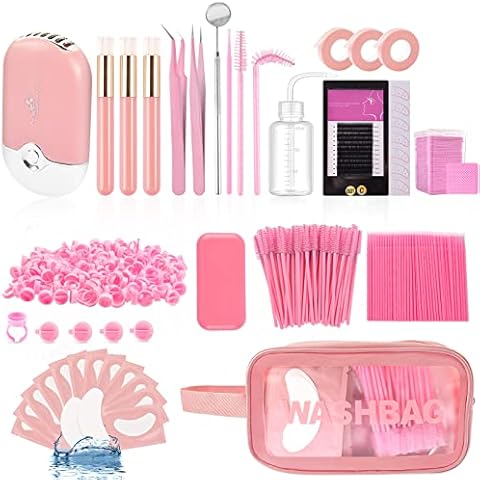 AYIYUN 486PCS Eyelash Extension Supplies Kit with Fan Lashes 0.1C Curl Mixed 8-12mm,USB Air Conditioning Blower,Wash Bottle,Eyelash Brushes,Lash Tweezers,Mascara Brushes,Micro Applicators for Beginner Cover