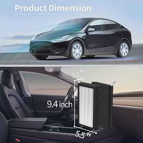 Image of Model 3 /Y Air Filter Compatible with Tesla Model 3 Model Y Accessories 2016 to 2023 Version, Premium HEPA and Activated Carbon 2-IN-1 Cabin Air Filters, 1 Set of Model 3 Filter Kit with Removal Tools