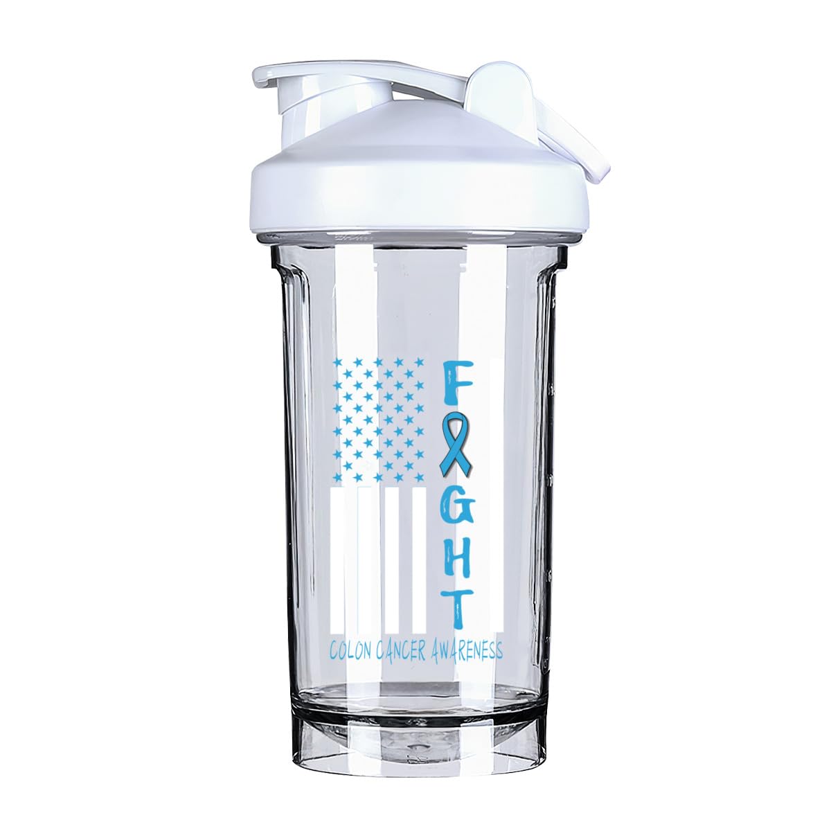 Breast Cancer Warrior Support Squad Colon Cancer Awareness 18 Ounce Shaker Cup,Fashion Theme Pattern Shaker Bottle Leak-proof Workout Shake Bottles 500ML/18 oz Perfect for Pre Workout