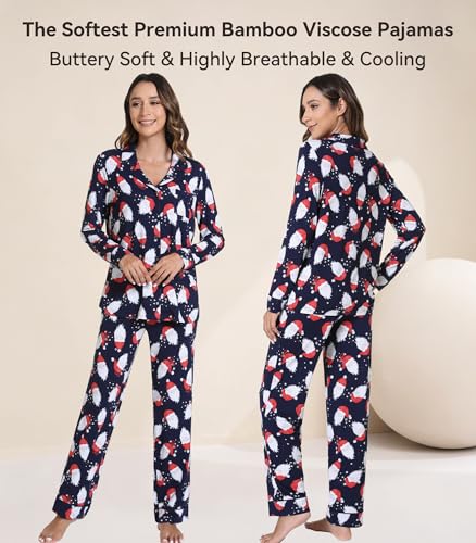 Image of WiWi Viscose from Bamboo Women's Pajamas Set Super Soft Button Down Top and Pants Sleepwear Cooling Pjs S-3X