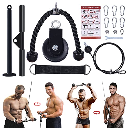 Upgraded LAT Pulldown Cable Pulley Attachments System Gym Equipment,Adjustable Pull Down Machine for Professiona Exercise Biceps Curl,Back,Forearm, Shoulder - Exercise Equipment for Home Workouts