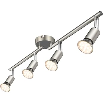 Defurhome LED Ceiling Light Rotatable 2/3/46 Flame LED Spotlight Ceiling Spotlight Modern Ceiling Spotlight Matte Nickel for Kitchen Living Room Bedroom incl. 4W GU10 LED Bulbs 400LM Warm White [Energy Class E]