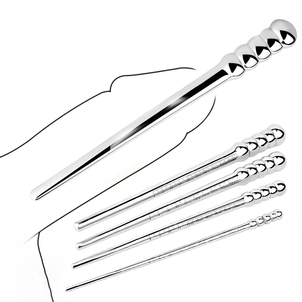 Kuaecr Edelstahl Harnröhren Dilatatoren Mit Größenskala Metall Katheter Sounds Stimulation Prostata Prinzenzepter Penis Stick Stab Masturbation SM Erotik Sexspielzeug für Männer Schwuler (4 Pcs)