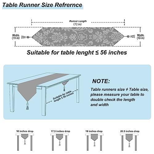 HeMiaor Chenille Luxury Table Runner Jacquard Textured Design for Office Desk Decoration and Coffee Table Decor Light Blue Table Runners 72 inches Long - Image 2