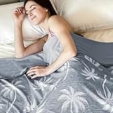 OMERAI Cooling Blanket for Hot Sleepers Throw, Breathable Summer Blanket Coconut Trees Cool Blankets for Sleeping Lightweight Cooling Blankets for Night Sweats Summer Throw Blankets, 50'x70' Gray