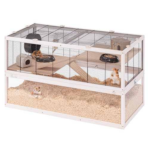 Ferplast Cage Hamster DOMSTER, Cage Souris, 3 Niveaux, avec Accessoires, Plateformes et Échelles, Grillage Métallique et Bois FSC, Base Transparente, Cage...
