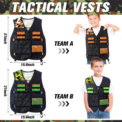 Image of Sosation Kids Tactical Vest Tactical Party Supplies Favor Accessories, Face Mask Wrist Holder Toy Gift (Orange and Green,8 Sets)