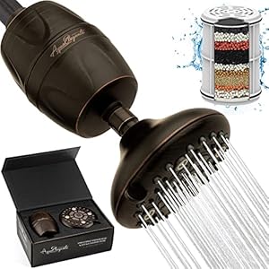 Aqua Elegante High Pressure Shower Head & Filter – Adjustable Water Saving Showerhead For Low Flow Showers With Bath Filters To Remove Chlorine + Hard Minerals 2.5 GPM – Oil-Rubbed Bronze