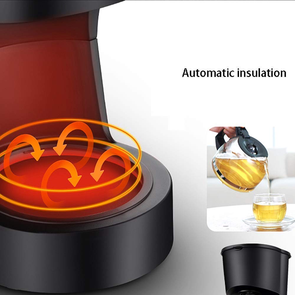 Ekspres do kawy Ekspres do kawy z filtrem, kawa rozpuszczalna o mocy 600 W, espresso, kawa macchiato itp. | Funkcja zapobiegająca kapaniu, szklany dzbanek odporny na wysokie temperatury (czarny)
