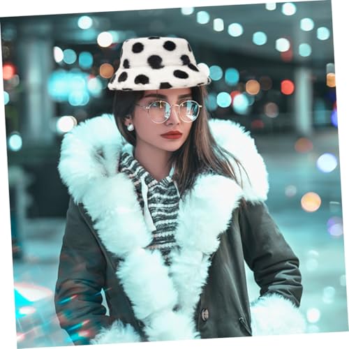 Chapeau de pêcheur peluche isolant accessoire chaud à pois - 5