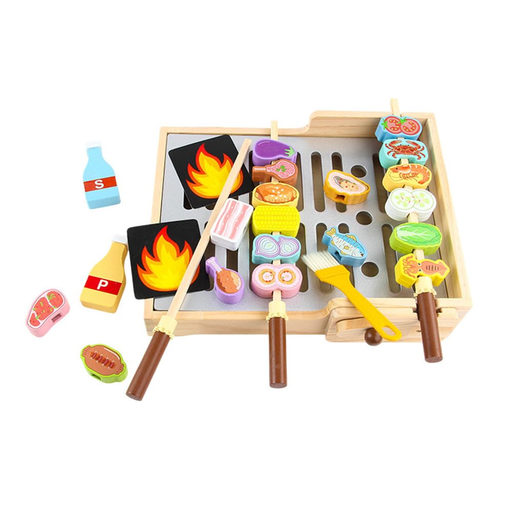 Giocattolo per Finti Barbecue, Gioco di Simulazione con Spiedini di Cibo BBQ