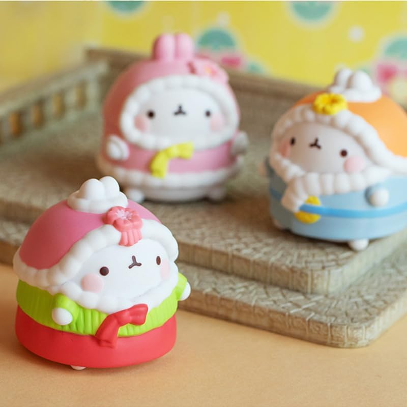 Miniatura 7 de Molang Fortune Rabbits Series Caja misteriosa de juguetes Caja ciega linda figura coleccionable, modelo de acción para niña, sorpresa de cumpleaños,