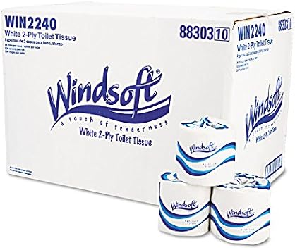 Windsoft 2240 Single Roll Two Ply Premium Bath Tissue, 500 Sheets/Roll, 96 Rolls/Carton