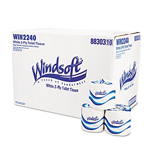 Windsoft 2240 Single Roll Two Ply Premium Bath Tissue, 500 Sheets/Roll, 96 Rolls/Carton