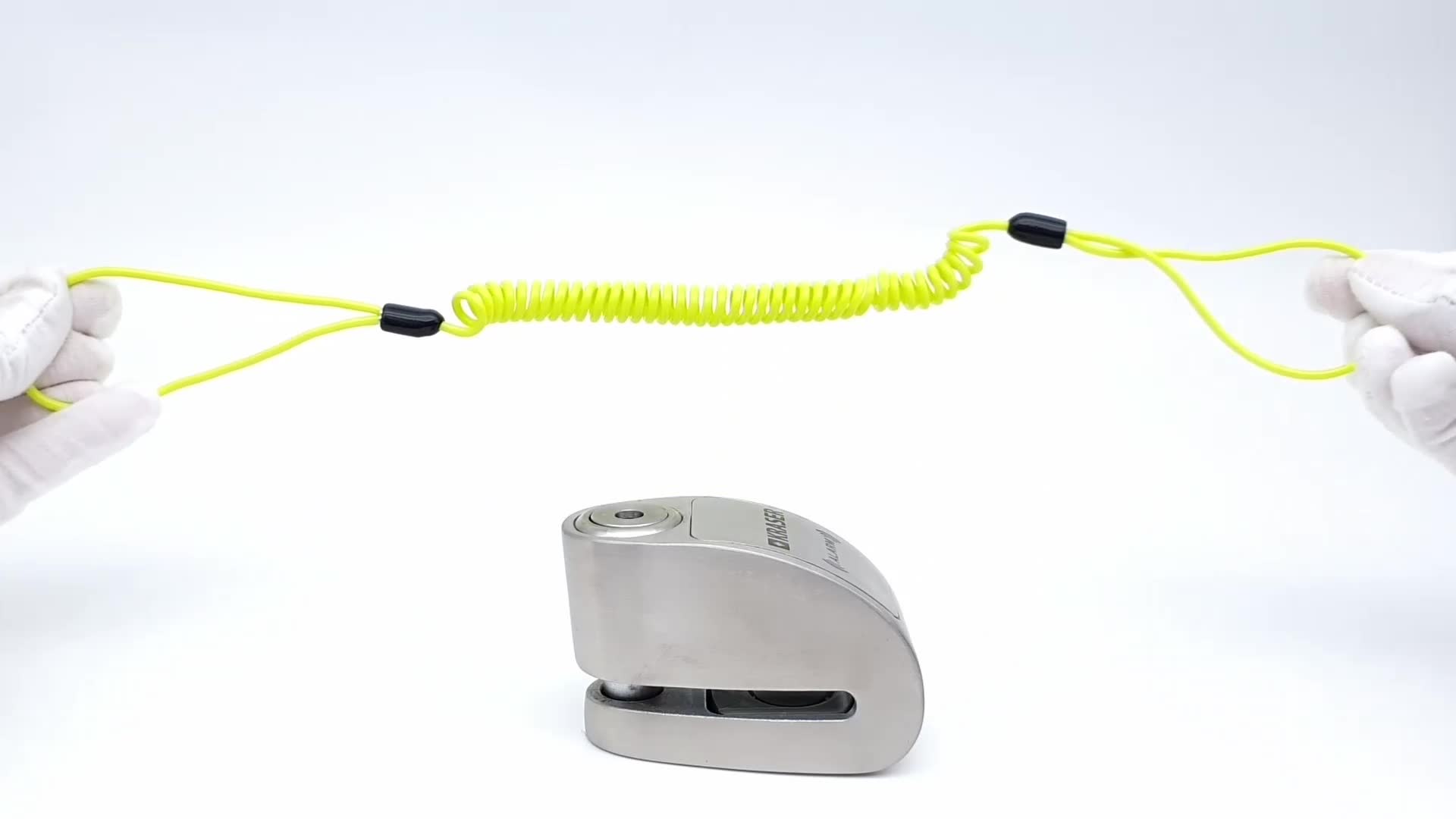 Bloccadisco Moto Con Allarme - 120dB, Doppia Chiusura &oslash;10mm, Impermeabile, Con Cavo Promemoria