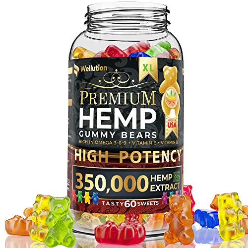 Hemp Gummies Premium 350,000 High Potency - Fruity Gummy Bear with Hemp Oil