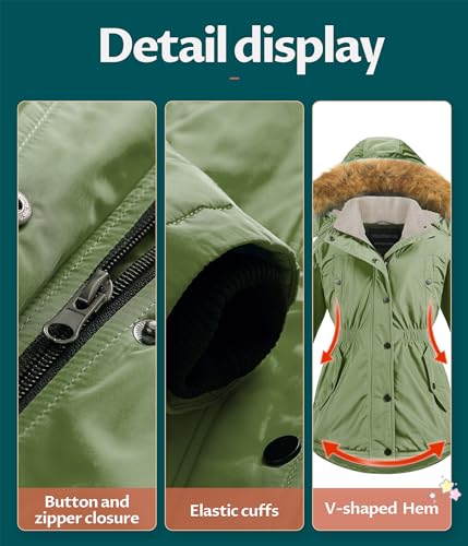 Image of CREATMO US Girl's Long Winter Warm Parka Sherpa Trimmed Collar Puffer Ski Jacket Coat
