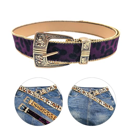 Carved Buckle Leopards Pattern Belts for Jeans Skirt Bead Trim Belt Pants Belt Men Women Unisex Belts Waist Decoration2