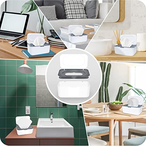 Baby Wipes Dispenser, Wipe Holder With 2 Pcs Portable Travel Wipes Container, Refillable Diaper Wipes Pouch With Lids And Sealing Design, Flushable Bathroom Storage Case Box #TOP4