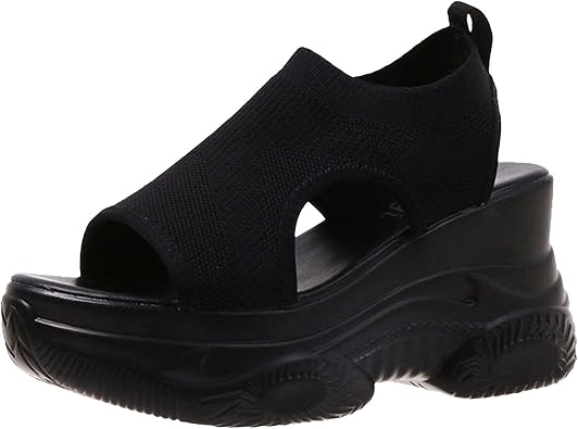 Women Casual Sandals Outdoor Elastic Breathable Mesh Comfortable Beach Sandals Open toe Slip On Dressy Summer Sandals Walking Shoes Memory Foam Sandals