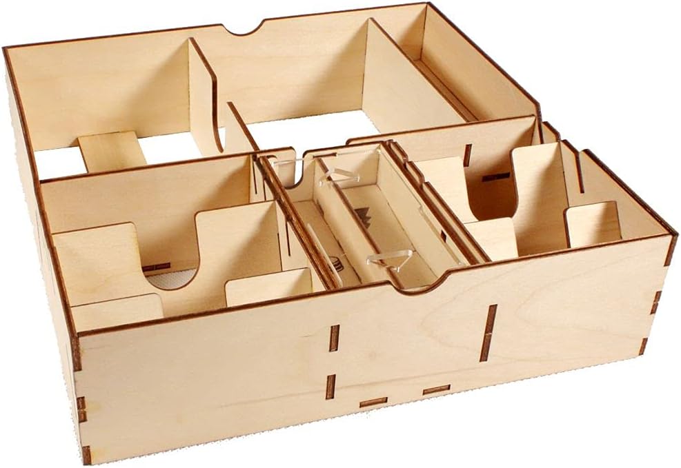 The Broken Token Game Organizer Compatible with King of New York - Wooden Game Organizing Box with Multiple Trays