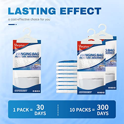 Image of Vacplus Moisture Absorber, 20 Pack Hanging Bags, Fragrance Free | Strong Absorption, Closet, Enclosed Spaces, Bathroom, Odor Eliminator, Dehumidifier Bags, 9.8 OZ