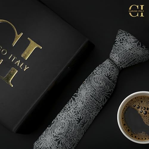 Image of Caruso Italy Men Silk Necktie, Wrinkle-Resistant, Ideal for Business, Weddings, Office, and Casual Wear, Classic and Stylish Gift