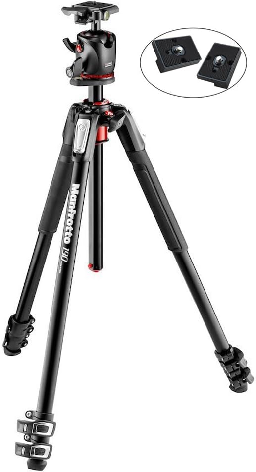 Manfrotto MK190XPRO3-BHQ2 Aluminum Tripod with XPRO Ball Head Includes Two ZAYKiR Quick Release Plates