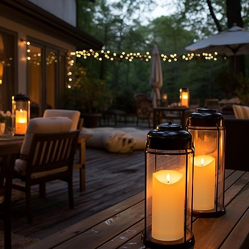 Image of ANGELLOONG 9 inch x 4 inch Flickering Flameless Candles with Remote, Battery Operated Timer Candles, LED Pillar Candles for Outdoor Lanterns Porch, Set of 2