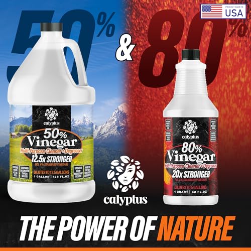 calyptus 50 pure concentrated vinegar  maximum-performance 125x power  technical grade  dilutes easily to 5 acidity 15 cups per gallon  home and outdoor cleaning concentrate  2 gallon