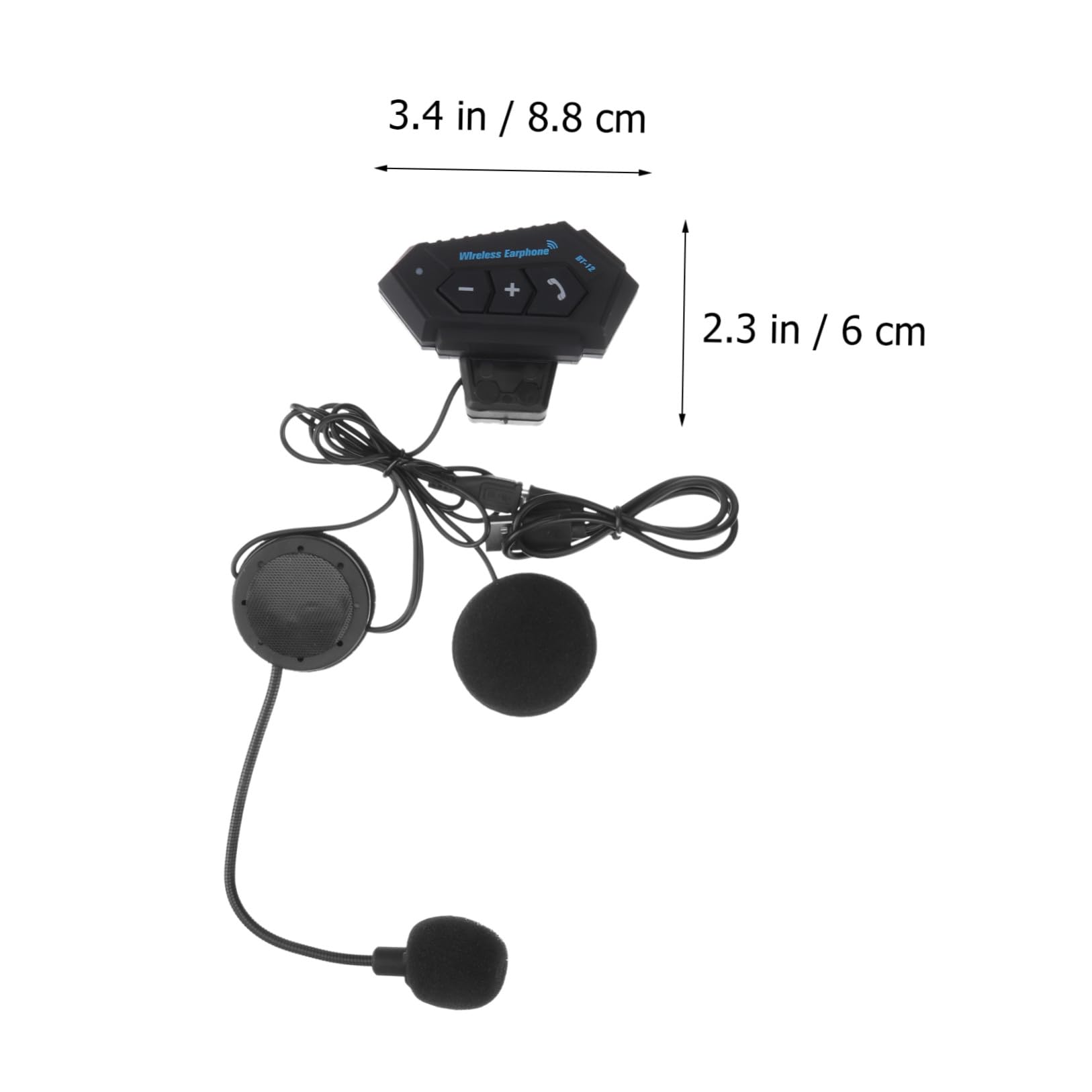 Auricolare Wireless per Casco da Moto, Stereo, Nero