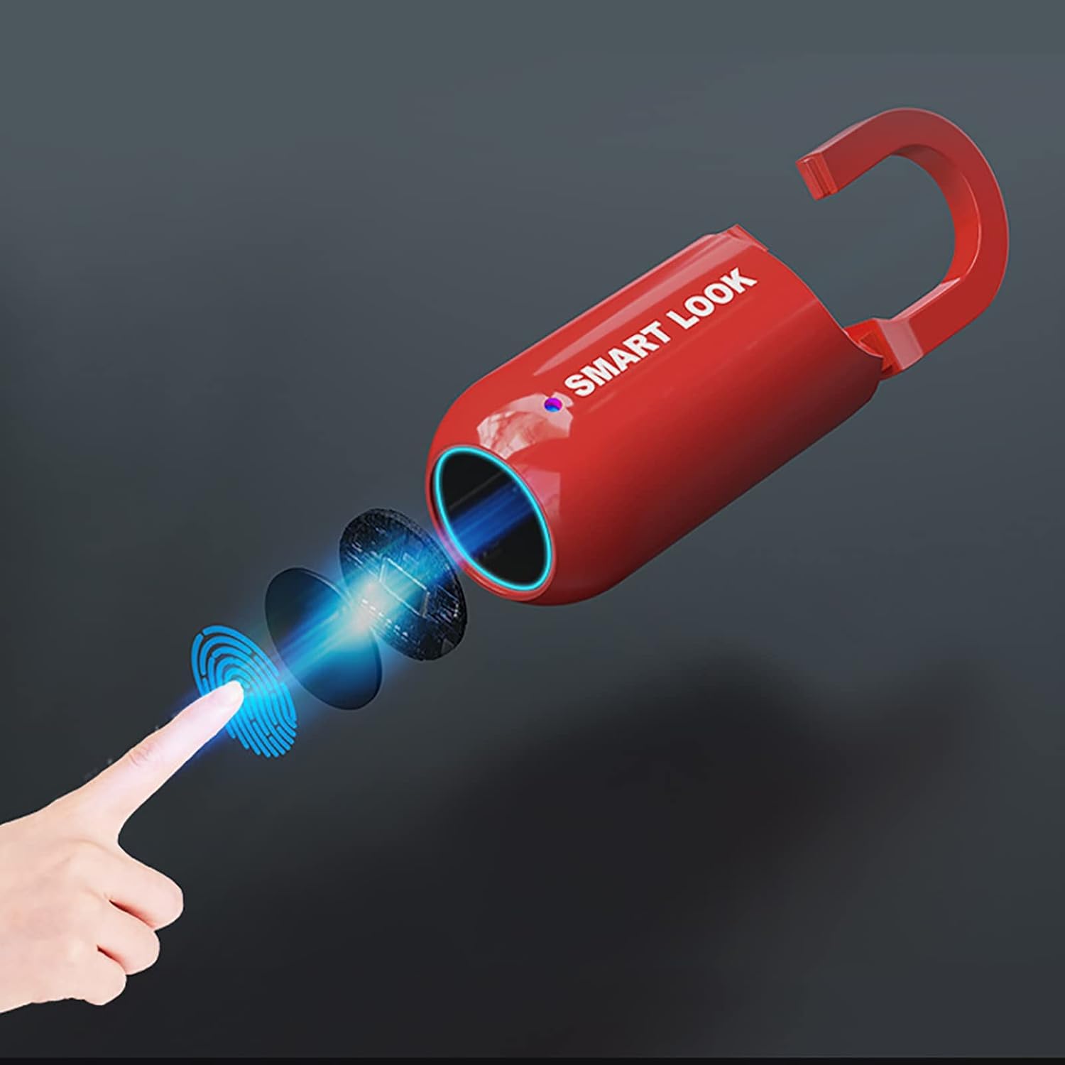 OLSIC Alloy Steel Mini Smart Fingerprint Lock Biometric USB Rechargeable Padlock Chip Anti-Theft,For Luggage Box Bag (RED) 9 OLSIC Alloy Steel Mini Smart Fingerprint Lock Biometric USB Rechargeable Padlock Chip Anti-Theft,For Luggage Box Bag (RED) - Image 9