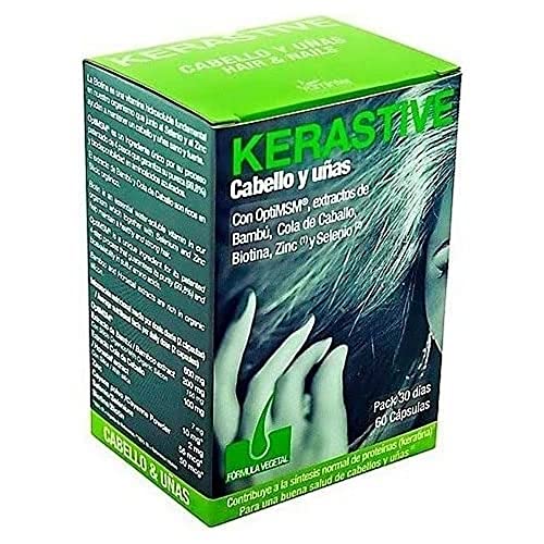Kerastive Vegetal - Cabello Y Uñas - Favorece La Salud Y El Crecimiento Del Cabello Y Las Uñas - Fórmula Vegana - 60 Cápsulas - 30 G