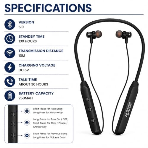 Image of Neckband Bluetooth Headphones with 30 Hours Playtime ML-B214