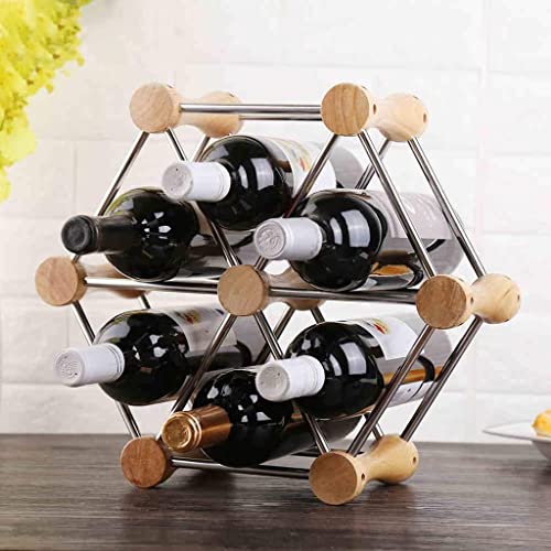 Soporte para botellas de vino de madera sólida para escritorio