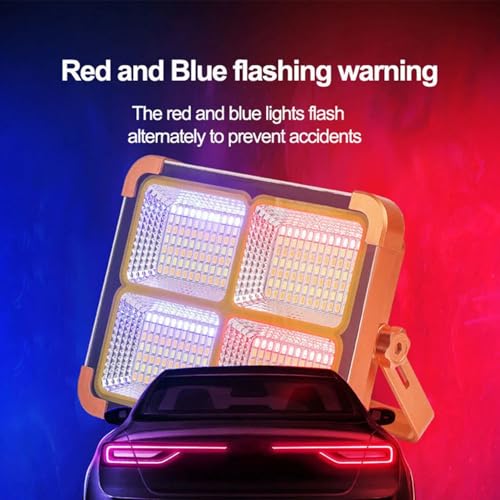 Image of EMBOX Solar LED Flood Light 100W|16500mAh Rechargeable Battery|10000LM Brightness 288 LED USB & Solar Charging| 5 Lighting Modes Portable Metal Camping Lamp for Garage Farm Fishing & Emergency