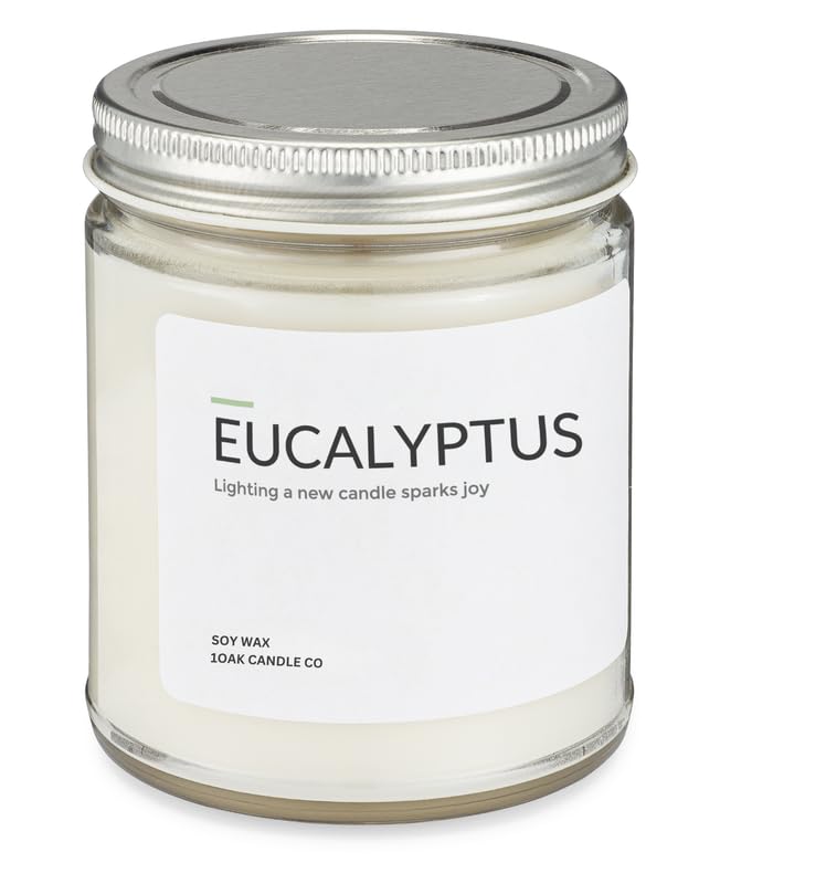 1OAK Świece zapachowe z wosku sojowego (eukaliptus) – świece sojowe do domu – długie palenie premium – ręcznie nalewane (200 ml)