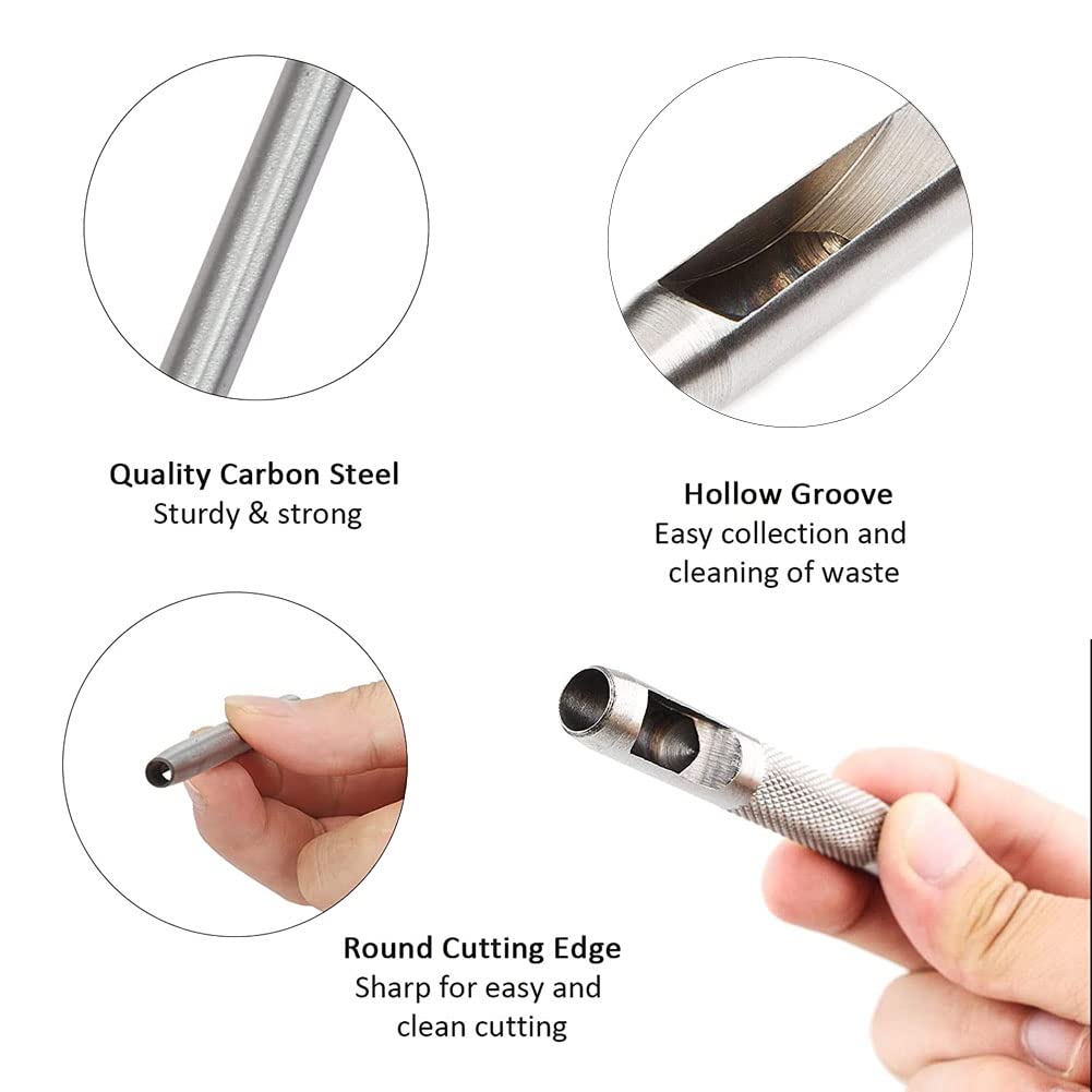 Set 15 Punzoni Rotondi Per Forare Pelle, Cuoio E Tessuti - Diametri Da 0,5 Mm A 6 Mm - Foto 5